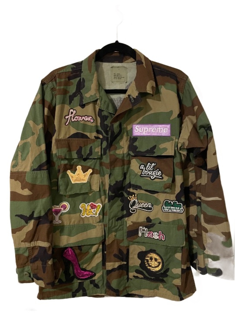 Supreme Camo Patch Jacket with Pink & Gold Patches